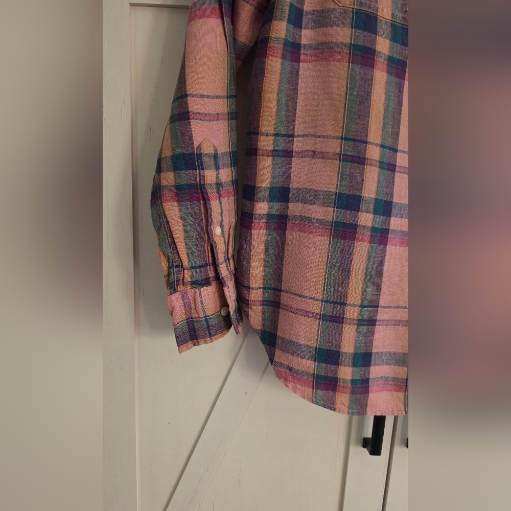 Ralph Lauren Pink and Blue Plaid Button Down Shirt - Picture 3 of 5